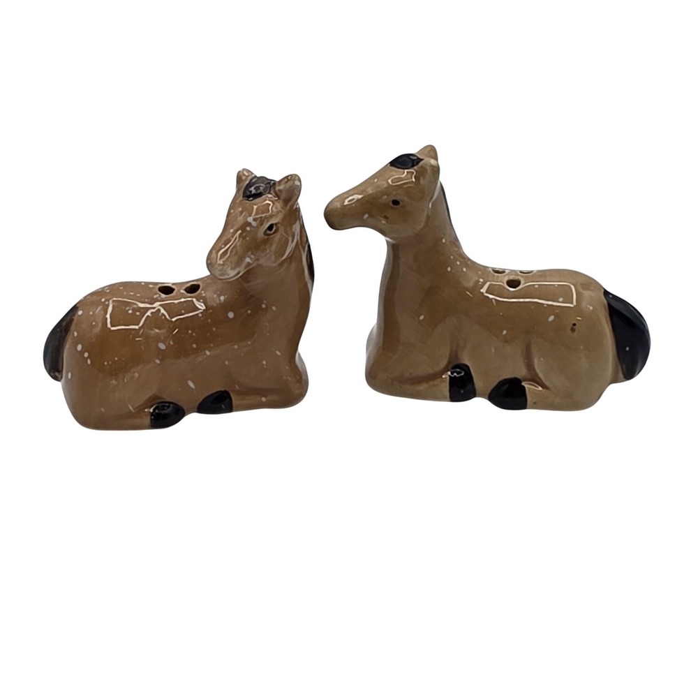 Unbranded Salt & Pepper Shakers Unisex OS Brown Horse Ceramic Farmhouse Rustic